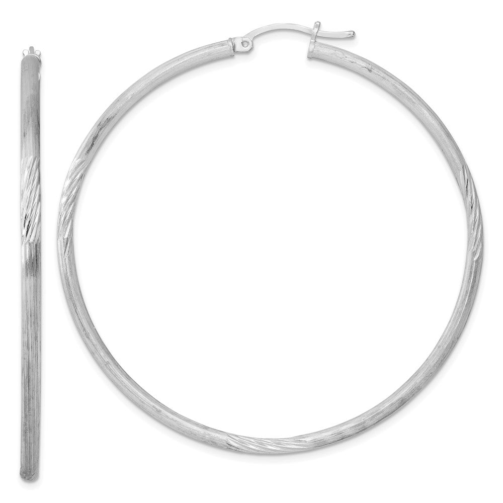 Sterlingsilber Rhodiniert 2.5mm Poliert/satin Diamantiert Creolen