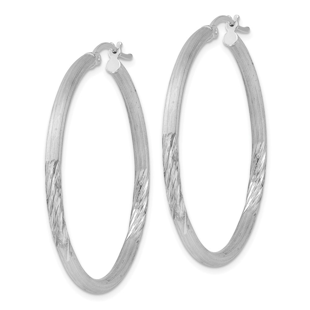 Sterlingsilber Rhodiniert 2.5mm Poliert/satin Diamantiert Creolen
