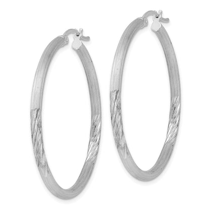 Sterlingsilber Rhodiniert 2.5mm Poliert/satin Diamantiert Creolen