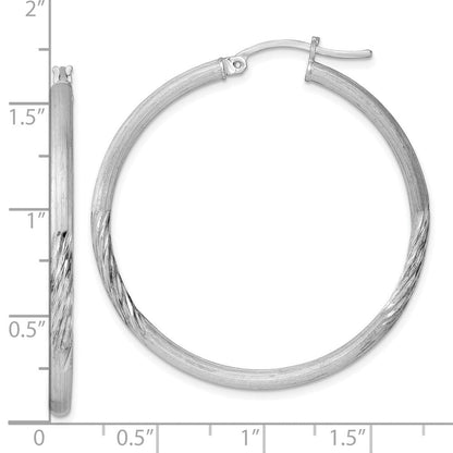 Sterlingsilber Rhodiniert 2.5mm Poliert/satin Diamantiert Creolen