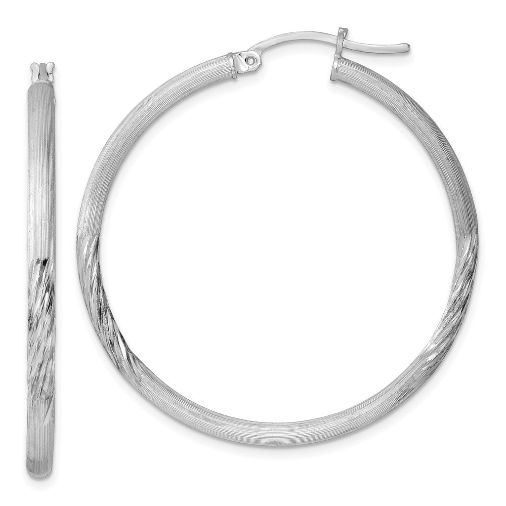 Sterlingsilber Rhodiniert 2.5mm Poliert/satin Diamantiert Creolen
