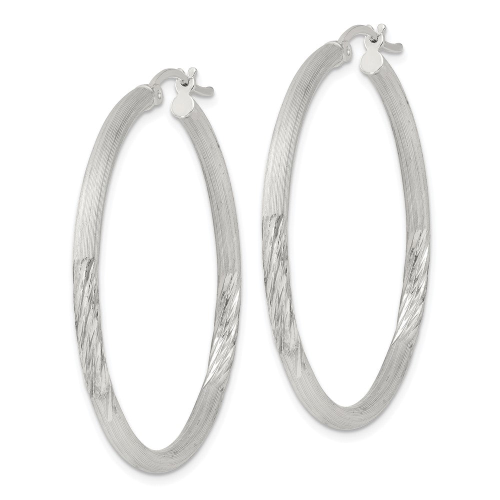 Sterlingsilber 2.5mm Poliert/satin Diamantiert Creolen