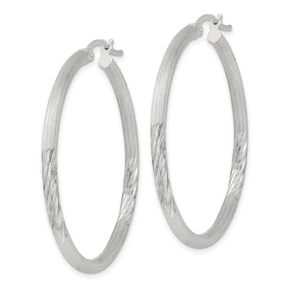 Sterlingsilber 2.5mm Poliert/satin Diamantiert Creolen