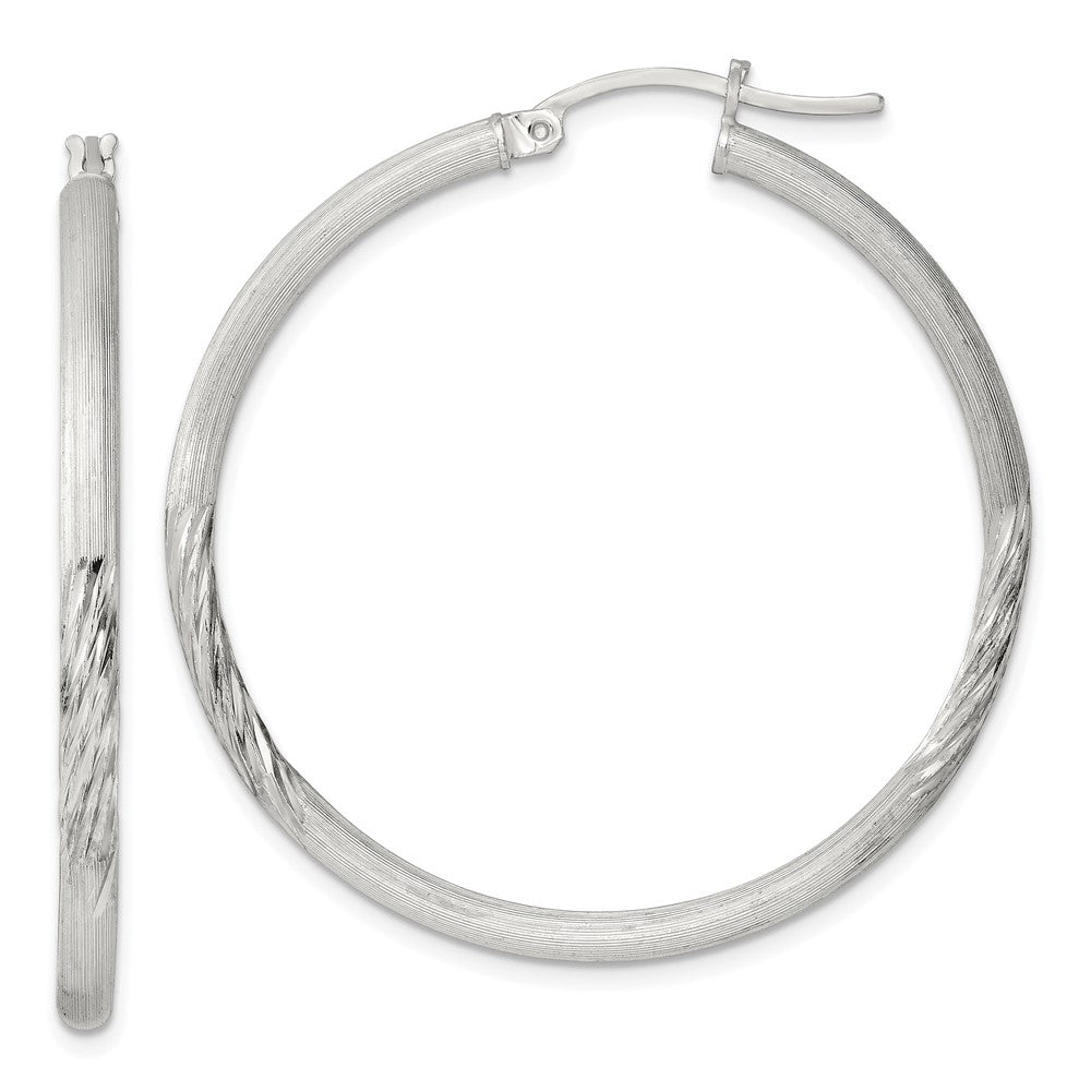Sterlingsilber 2.5mm Poliert/satin Diamantiert Creolen