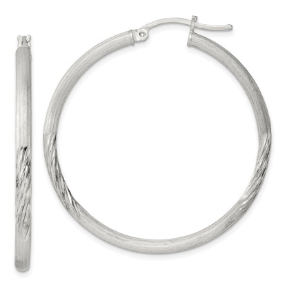 Sterlingsilber 2.5mm Poliert/satin Diamantiert Creolen