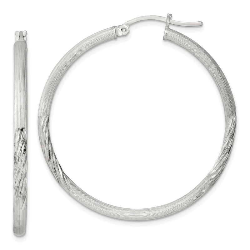 Sterlingsilber 2.5mm Poliert/satin Diamantiert Creolen