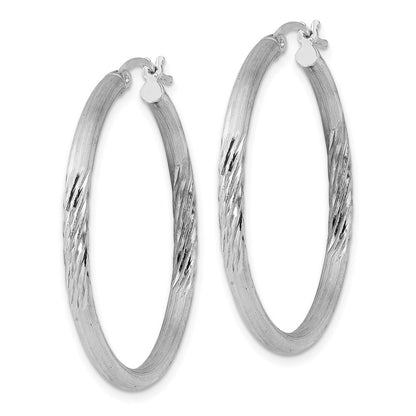 Sterlingsilber Rhodiniert 2.5mm Poliert/satin Diamantiert Creolen