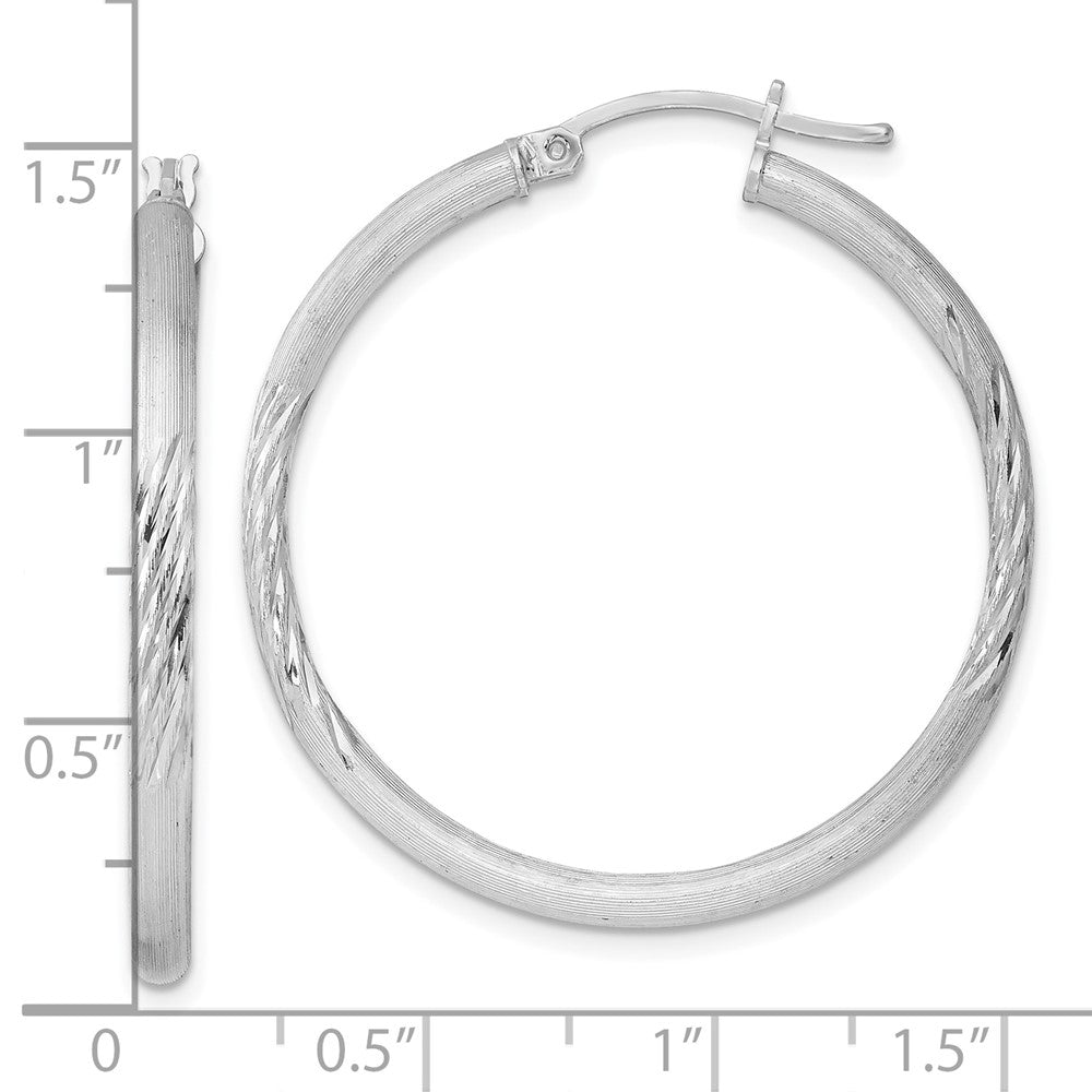 Sterlingsilber Rhodiniert 2.5mm Poliert/satin Diamantiert Creolen