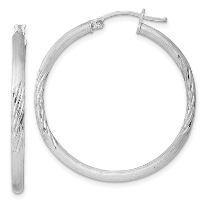 Sterlingsilber Rhodiniert 2.5mm Poliert/satin Diamantiert Creolen