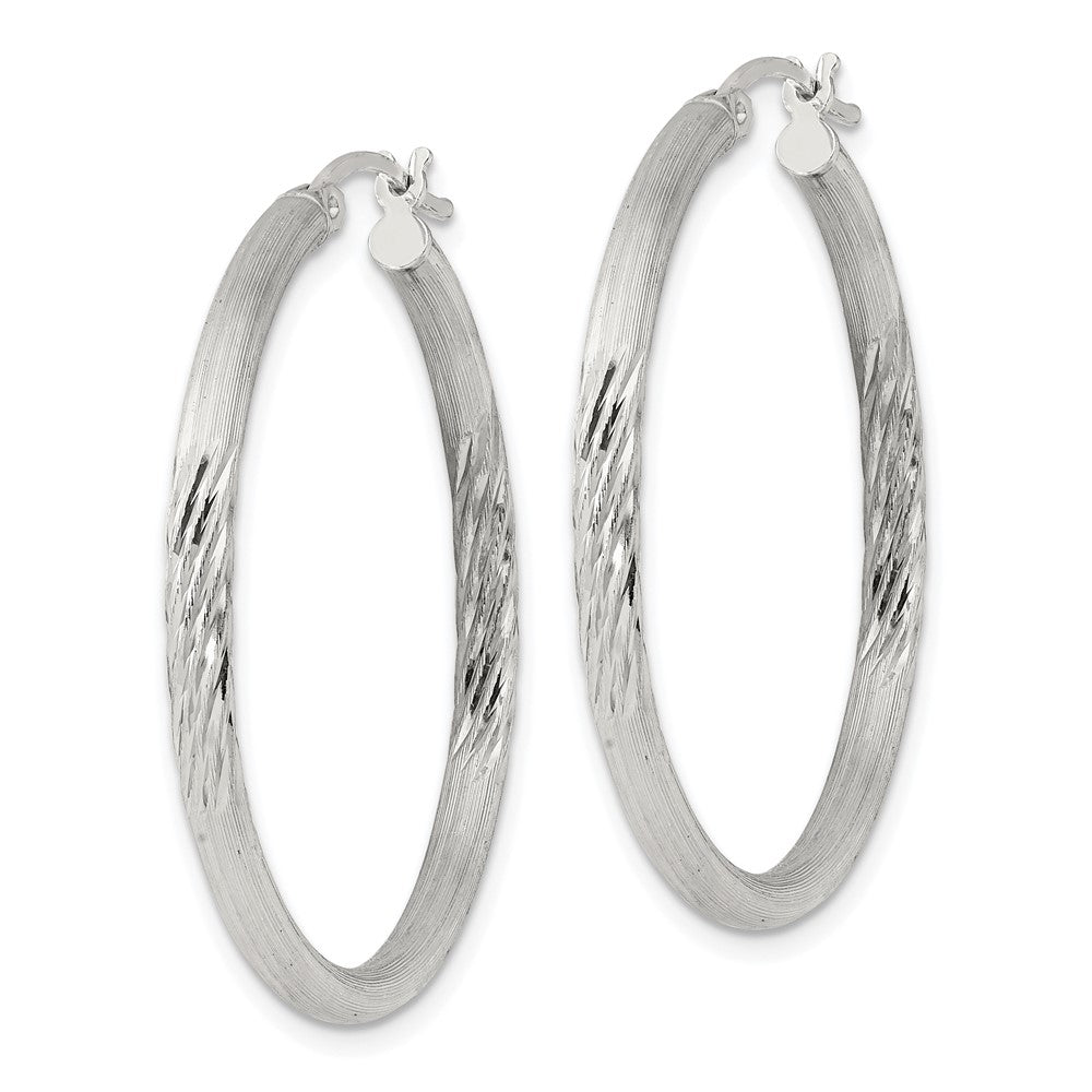Sterlingsilber 2.5mm Poliert/satin Diamantiert Creolen