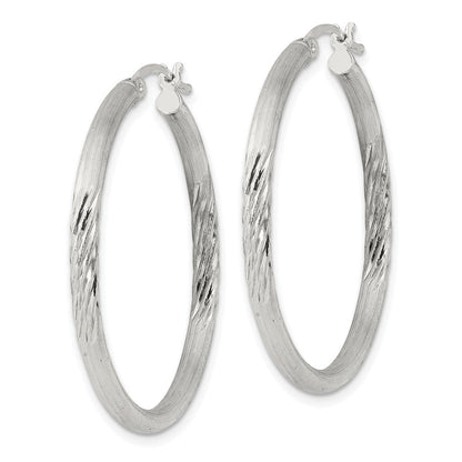Sterlingsilber 2.5mm Poliert/satin Diamantiert Creolen