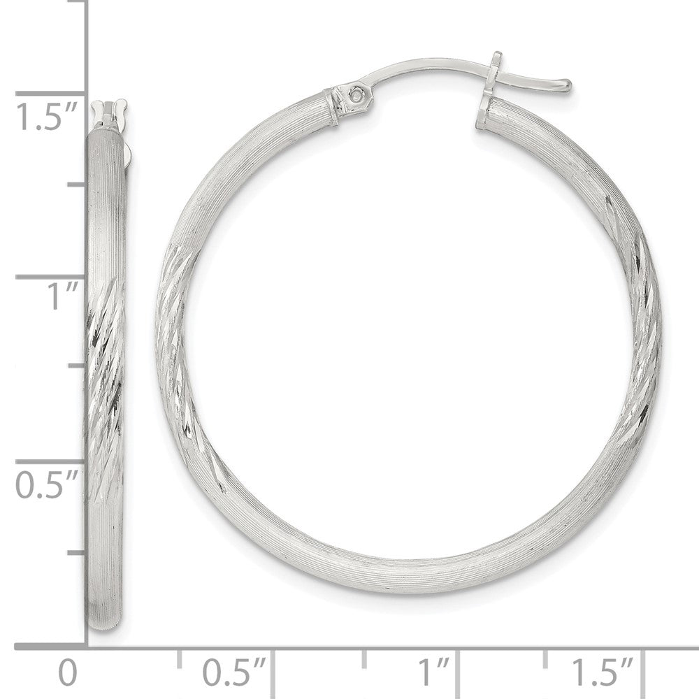 Sterlingsilber 2.5mm Poliert/satin Diamantiert Creolen