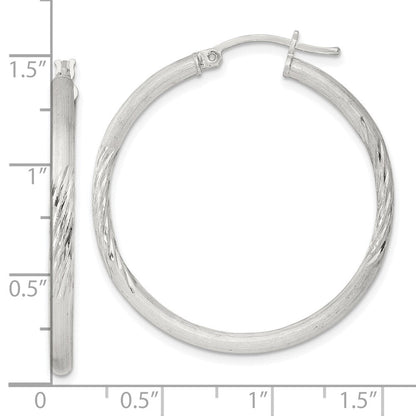 Sterlingsilber 2.5mm Poliert/satin Diamantiert Creolen