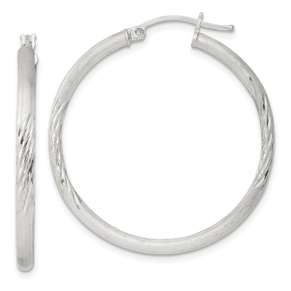Sterlingsilber 2.5mm Poliert/satin Diamantiert Creolen