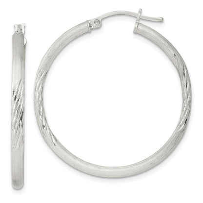 Sterlingsilber 2.5mm Poliert/satin Diamantiert Creolen