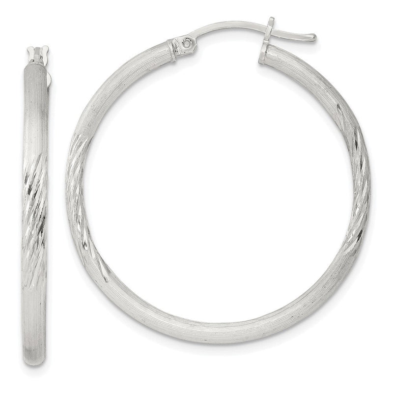 Sterlingsilber 2.5mm Poliert/satin Diamantiert Creolen