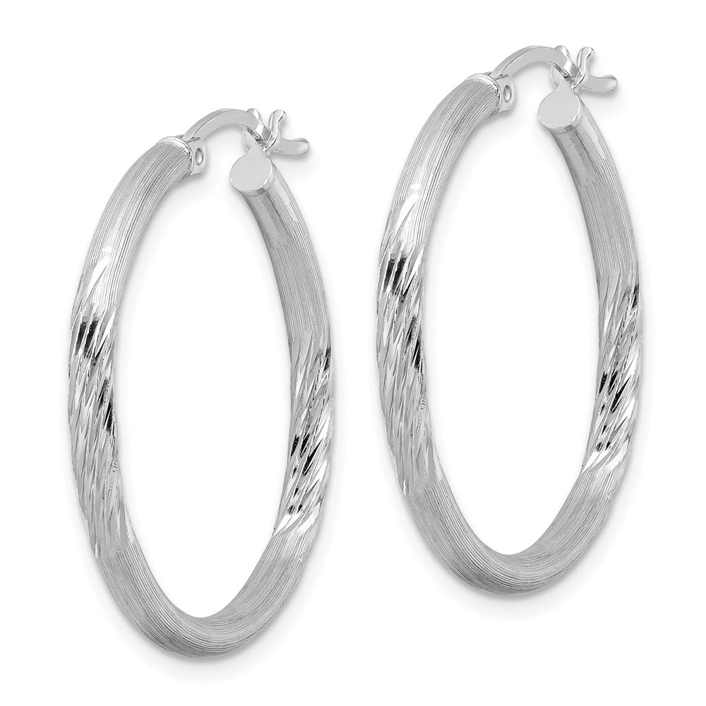 Sterlingsilber Rhodiniert 2.5mm Poliert/satin Diamantiert Creolen