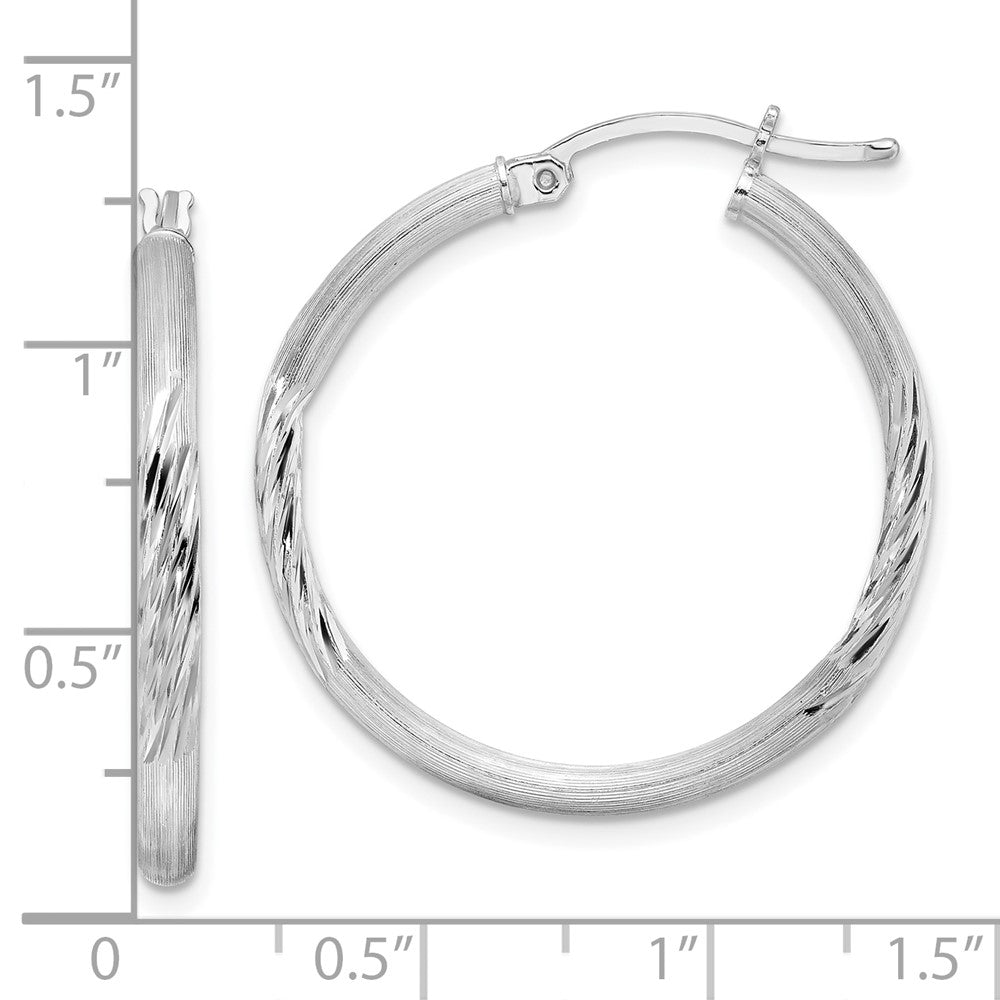 Sterlingsilber Rhodiniert 2.5mm Poliert/satin Diamantiert Creolen