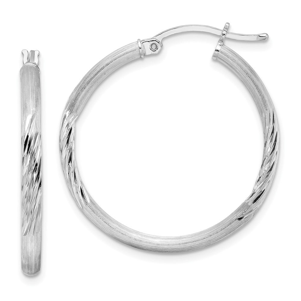 Sterlingsilber Rhodiniert 2.5mm Poliert/satin Diamantiert Creolen
