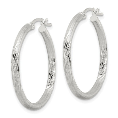 Sterlingsilber 2.5mm Poliert/satin Diamantiert Creolen