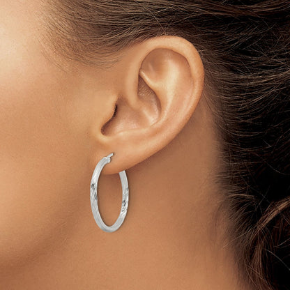 Sterlingsilber 2.5mm Poliert/satin Diamantiert Creolen