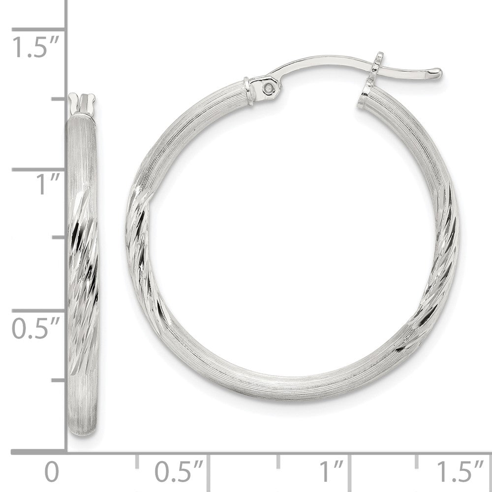 Sterlingsilber 2.5mm Poliert/satin Diamantiert Creolen