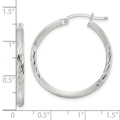 Sterlingsilber 2.5mm Poliert/satin Diamantiert Creolen