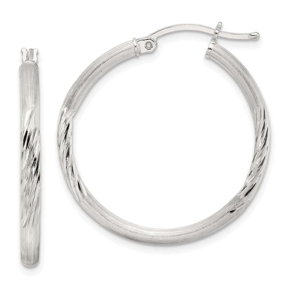 Sterlingsilber 2.5mm Poliert/satin Diamantiert Creolen