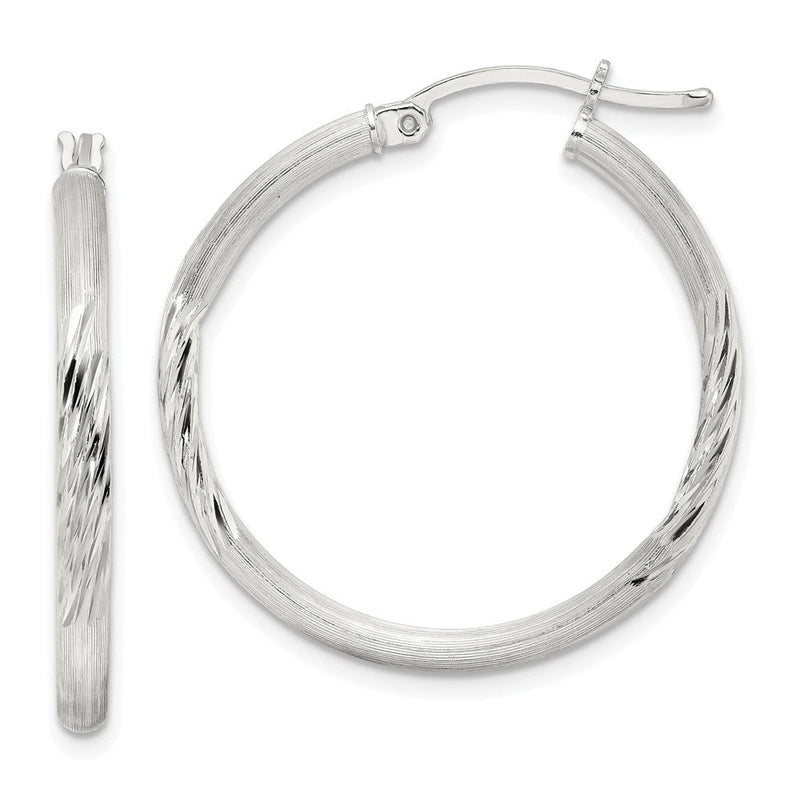 Sterlingsilber 2.5mm Poliert/satin Diamantiert Creolen
