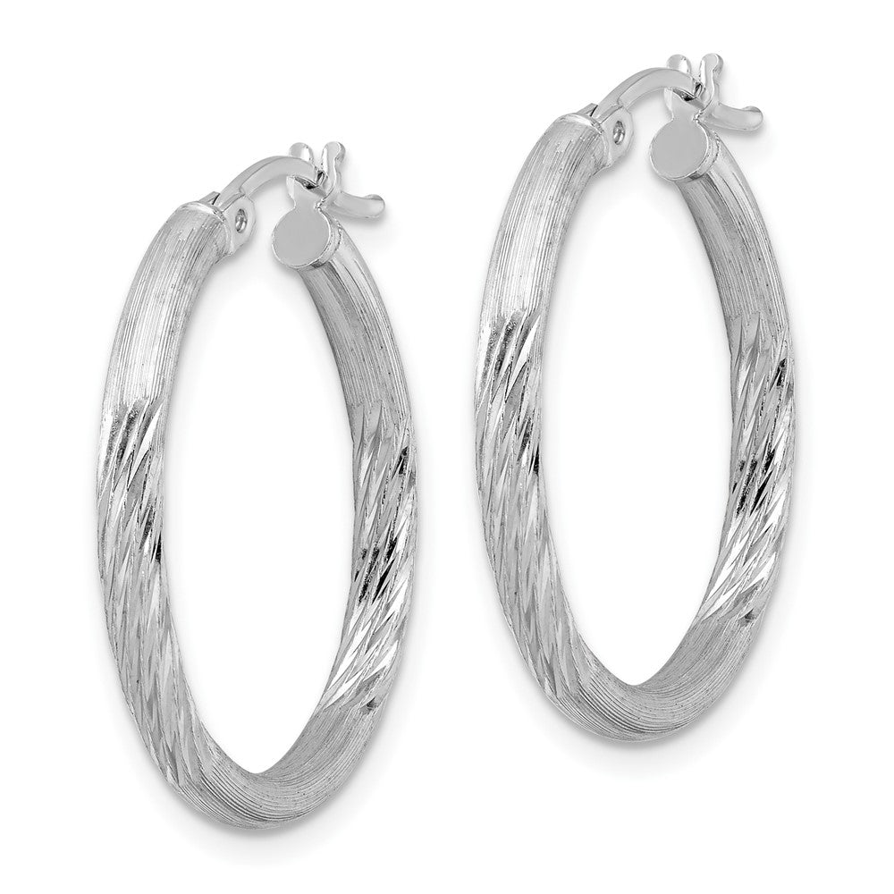 Sterlingsilber Rhodiniert 2.5mm Poliert/satin Diamantiert Creolen