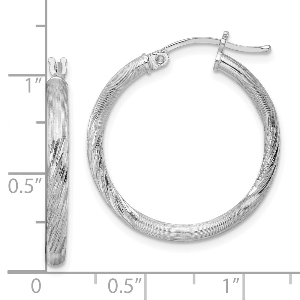 Sterlingsilber Rhodiniert 2.5mm Poliert/satin Diamantiert Creolen