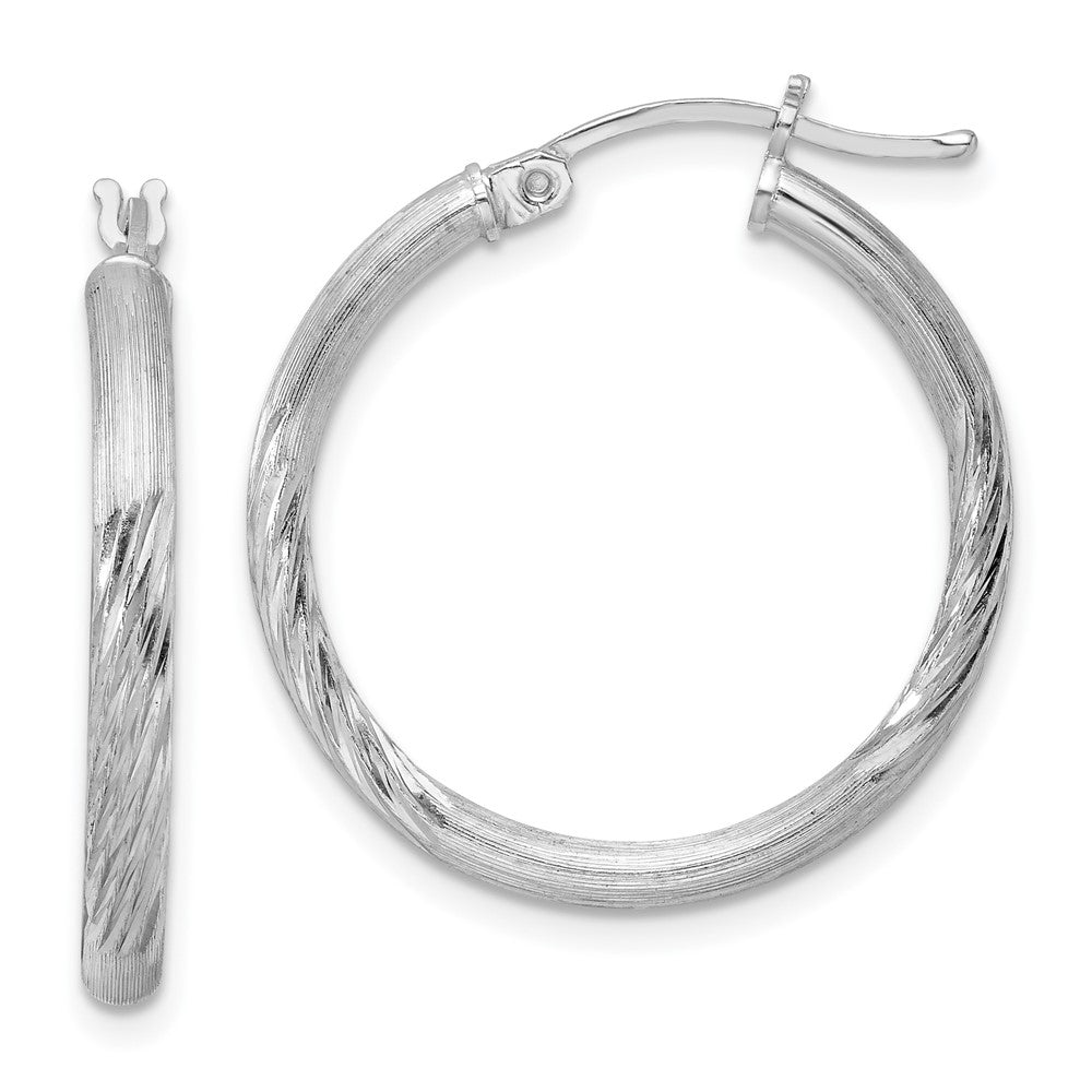 Sterlingsilber Rhodiniert 2.5mm Poliert/satin Diamantiert Creolen