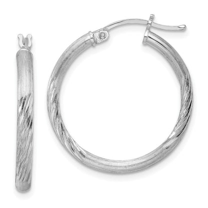 Sterlingsilber Rhodiniert 2.5mm Poliert/satin Diamantiert Creolen