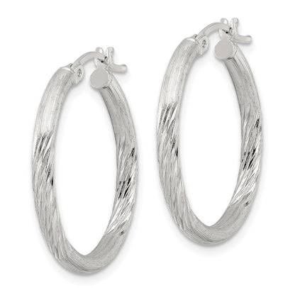 Sterlingsilber 2.5mm Poliert/satin Diamantiert Creolen