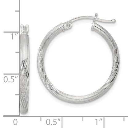 Sterlingsilber 2.5mm Poliert/satin Diamantiert Creolen