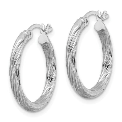 Sterlingsilber Rhodiniert 2.5mm Poliert/satin Diamantiert Creolen