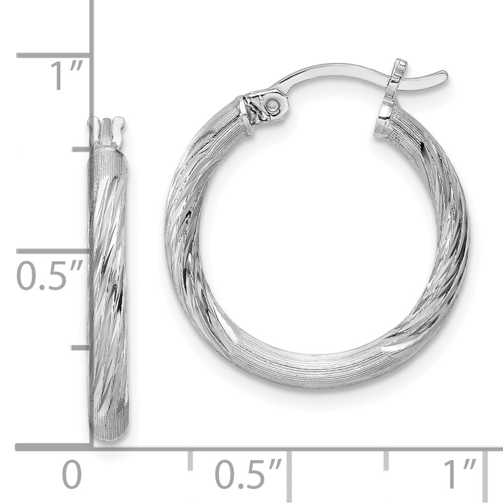 Sterlingsilber Rhodiniert 2.5mm Poliert/satin Diamantiert Creolen