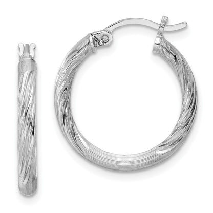 Sterlingsilber Rhodiniert 2.5mm Poliert/satin Diamantiert Creolen