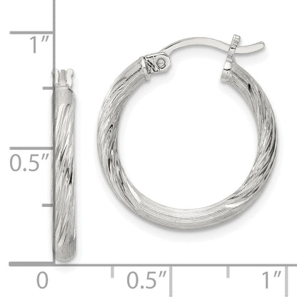 Sterlingsilber 2.5mm Poliert/satin Diamantiert Creolen