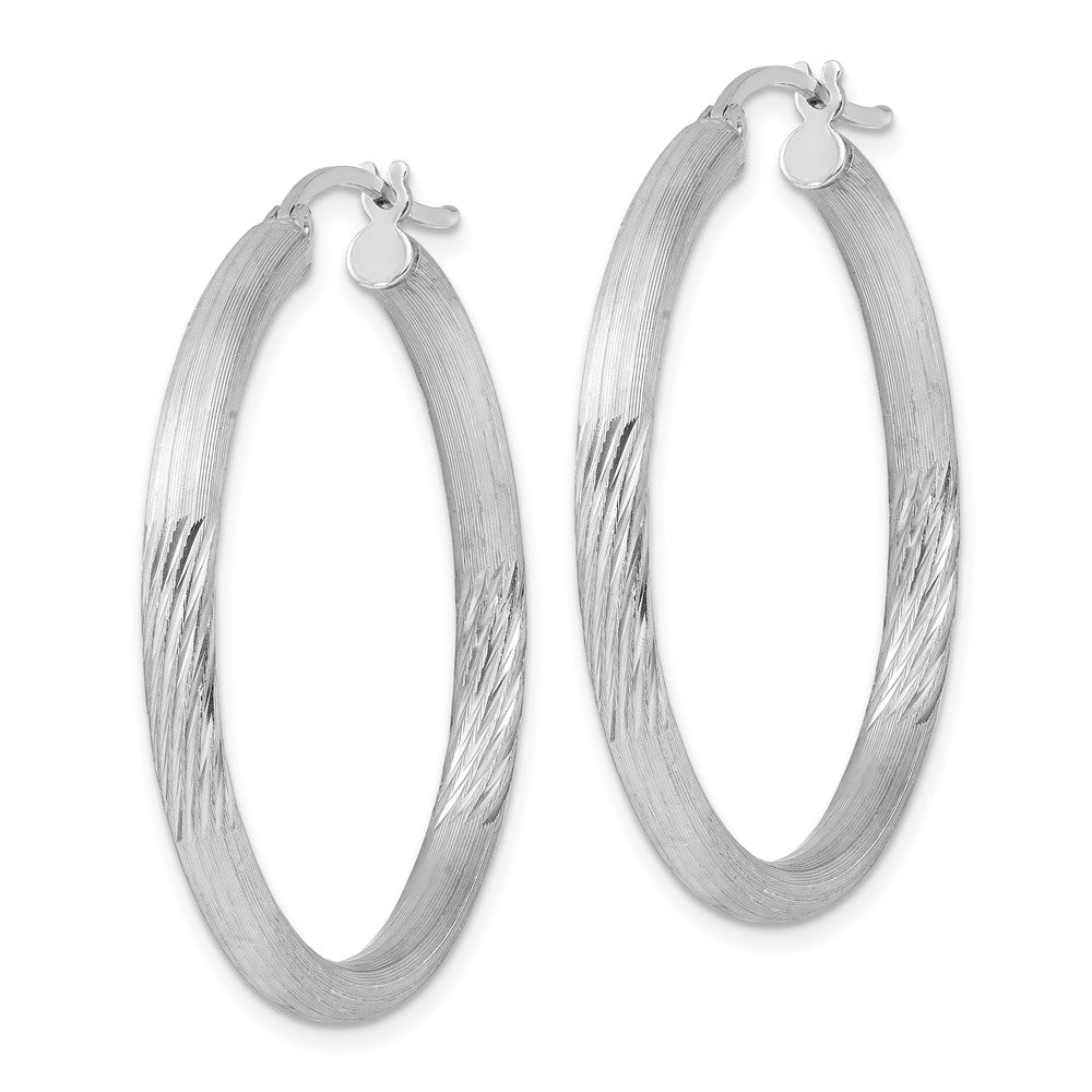 Sterlingsilber Rhodiniert 3mm Poliert/satin Diamantiert Creolen