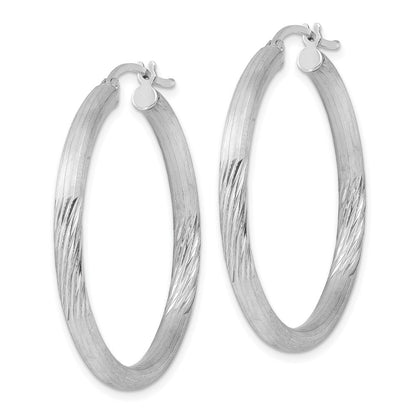 Sterlingsilber Rhodiniert 3mm Poliert/satin Diamantiert Creolen