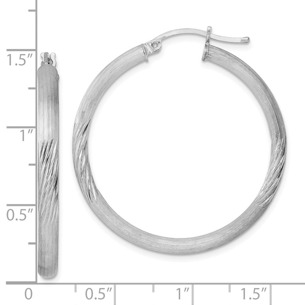 Sterlingsilber Rhodiniert 3mm Poliert/satin Diamantiert Creolen