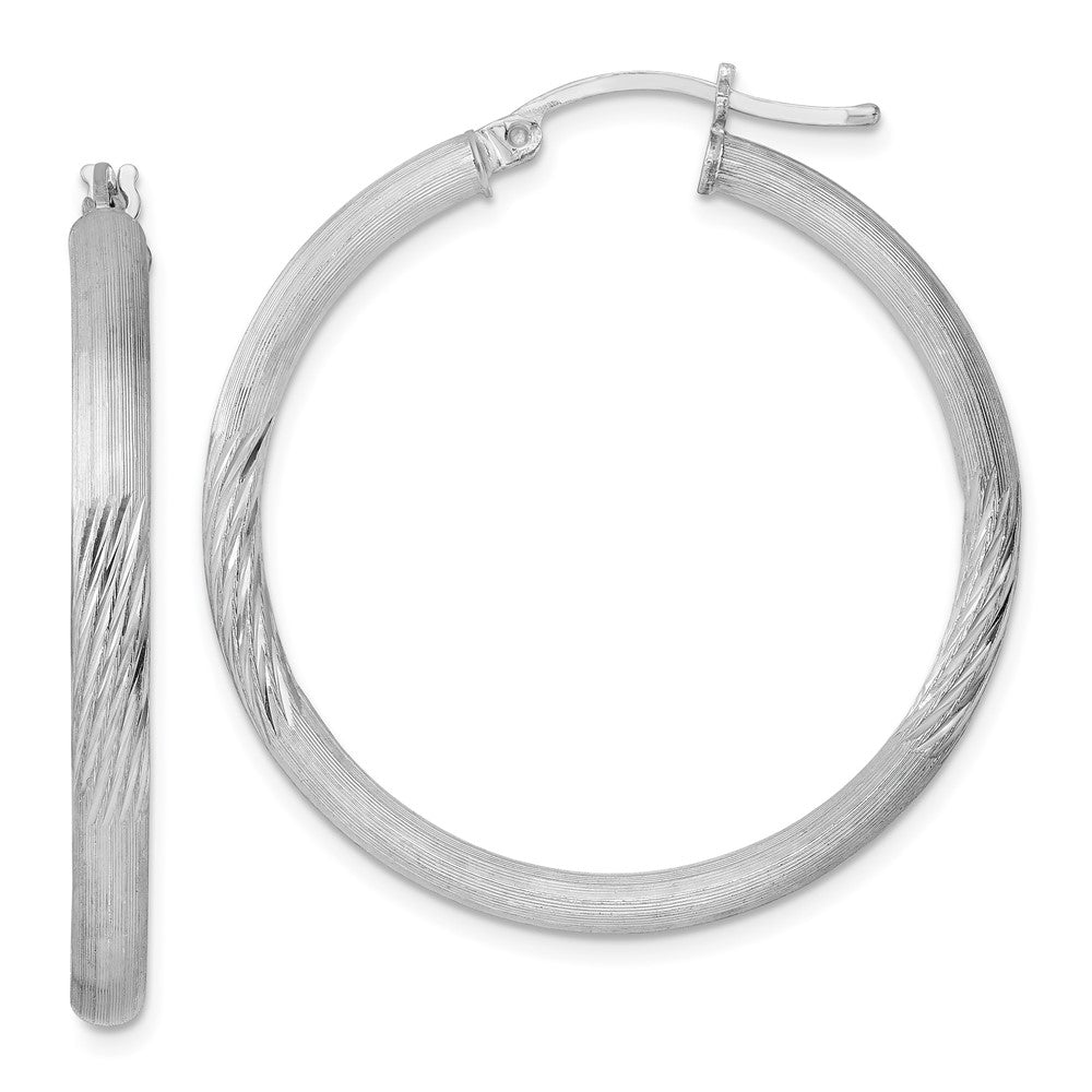 Sterlingsilber Rhodiniert 3mm Poliert/satin Diamantiert Creolen