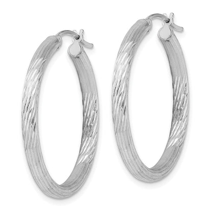 Sterlingsilber Rhodiniert 3mm Poliert/satin Diamantiert Creolen