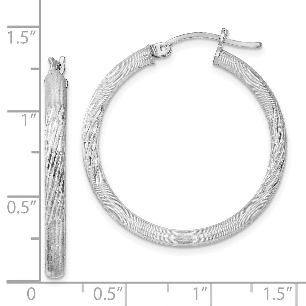 Sterlingsilber Rhodiniert 3mm Poliert/satin Diamantiert Creolen