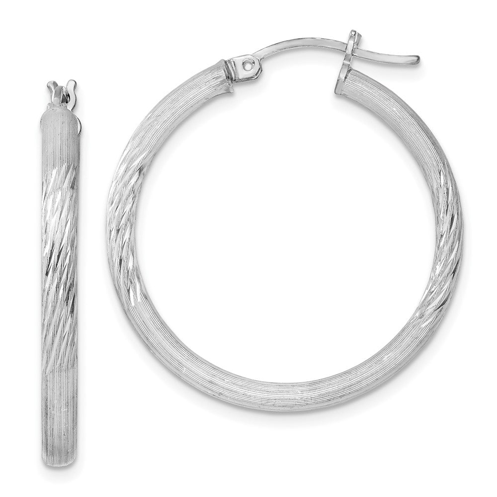 Sterlingsilber Rhodiniert 3mm Poliert/satin Diamantiert Creolen