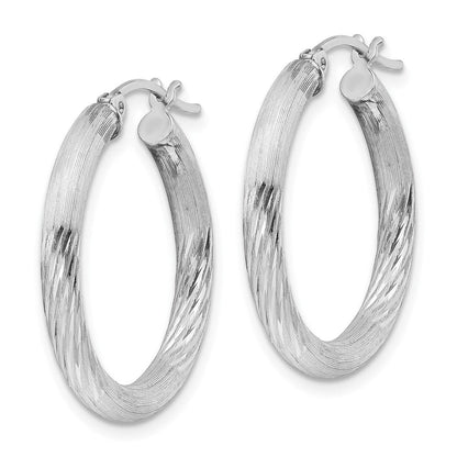 Sterlingsilber Rhodiniert 3mm Poliert/satin Diamantiert Creolen
