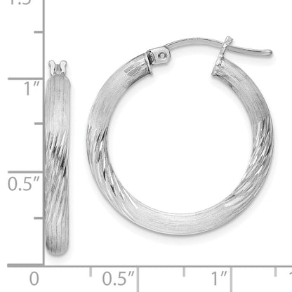 Sterlingsilber Rhodiniert 3mm Poliert/satin Diamantiert Creolen