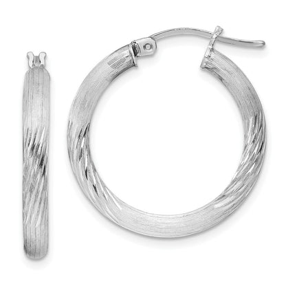 Sterlingsilber Rhodiniert 3mm Poliert/satin Diamantiert Creolen