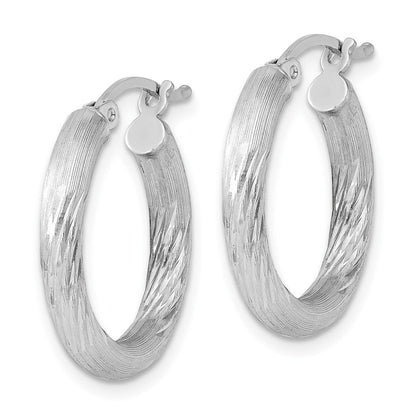 Sterlingsilber Rhodiniert 3mm Poliert/satin Diamantiert Creolen